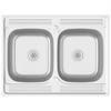 Double Kitchen Sink Silver 800x600x155 mm Stainless Steel