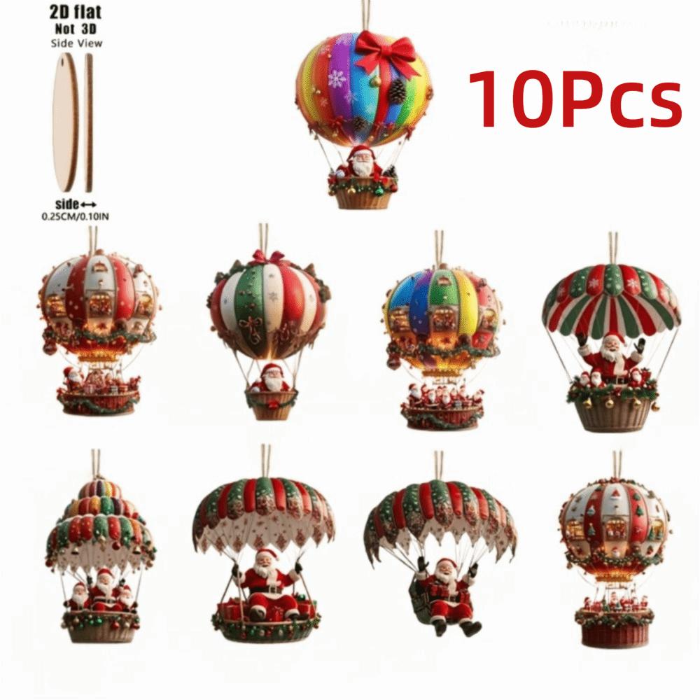 10Pcs Handmade Christmas Tree Decor Props Wooden Christmas Pendant Christmas Party Supplies