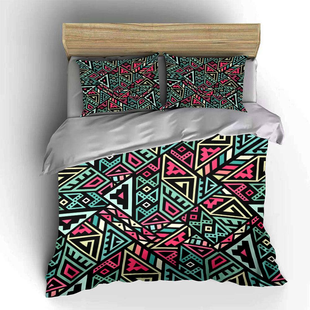 Geometric pattern collage design art Bedding Set for Kids Luxury Gift 3pcs Digital Print Comforter Set Soft Comfortable