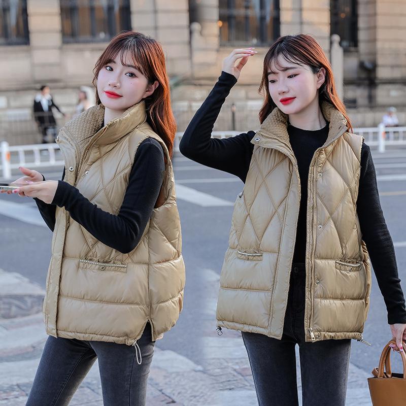 

Осенне-зимняя женская однотонная теплая и ветрозащитная короткая женская куртка без рукавов с воротником-стойкой, 5 цветов