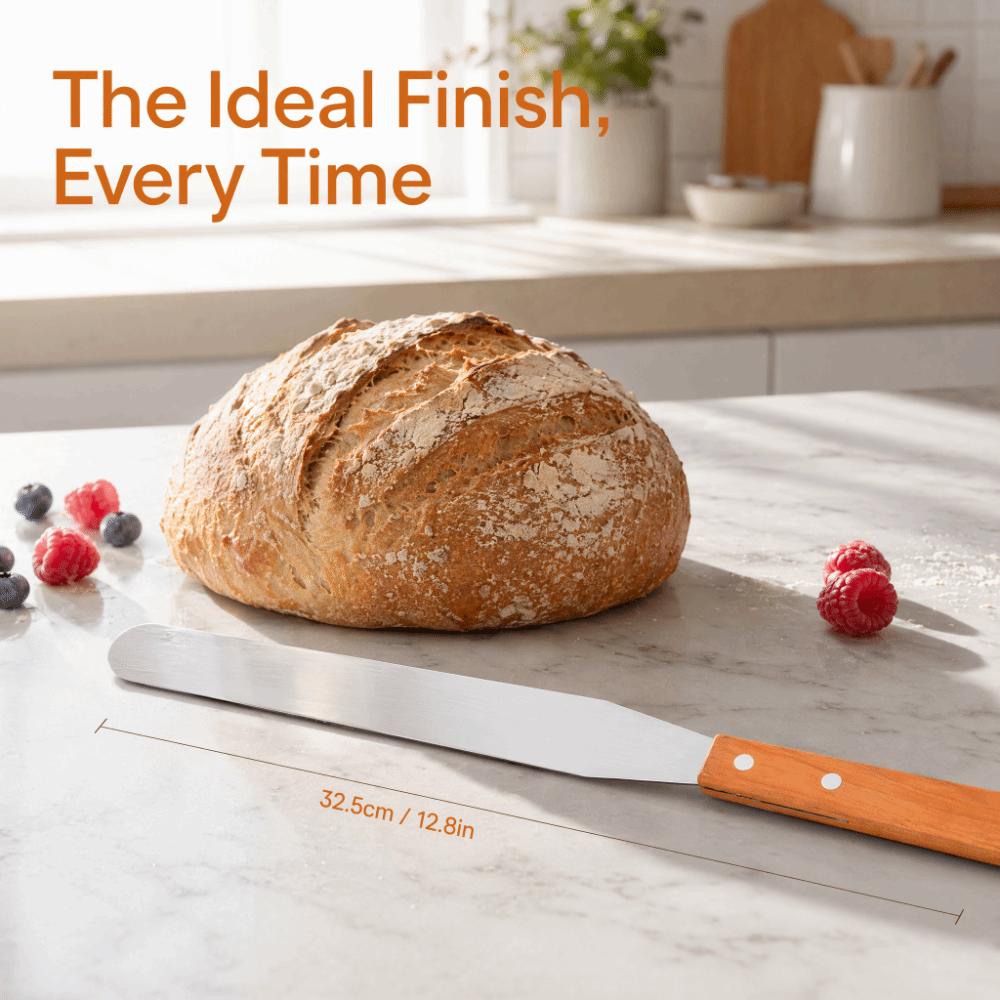 Wood Handle Stainless Steel Spatula Straight Blade Bread Cream Scraper  Baking Pastry
