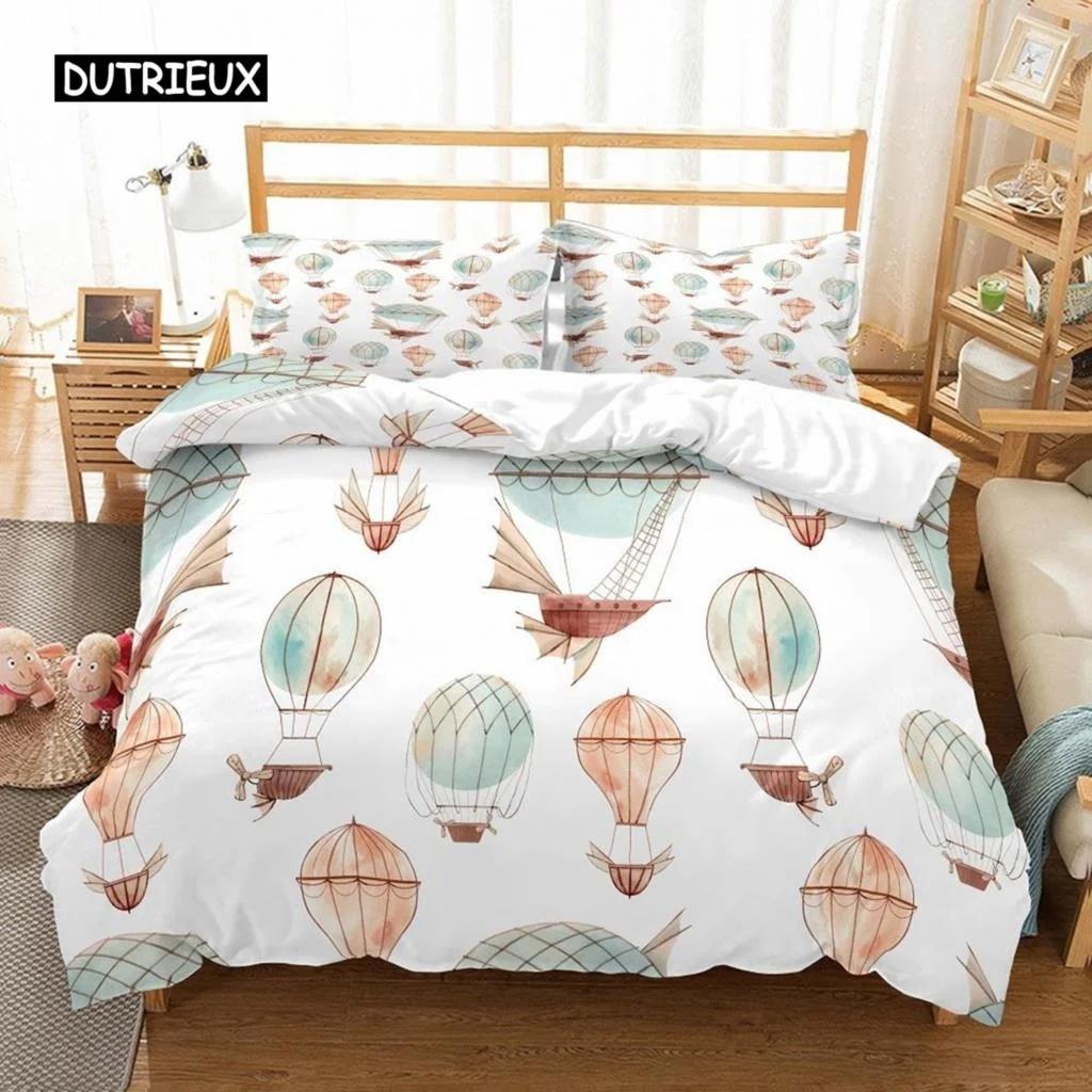 Air Balloon Duvet Cover Set Romantic Balloon Bedding Set Extreme Sports Games Comforter Cover Romantic Warm Trip Quilt Cover