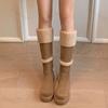 Thickened Lamb Wool Long Tube Snow Boots for Women New 2025 Autumn Winter Anti-slip Fleece-lined Cotton Shoes Knee High Boots