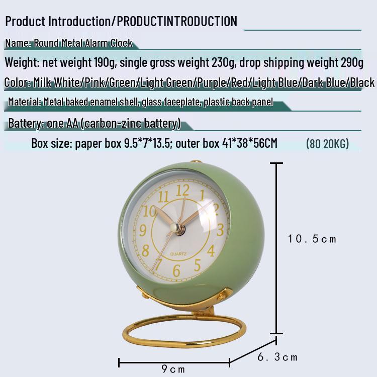 Silent European Quartz Luminous Clock for Kids - Creative Metal Design for Living Room, Bedroom, or Study