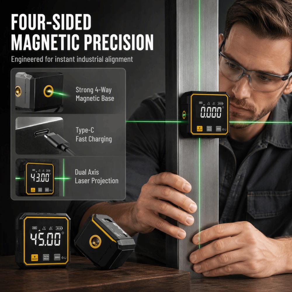 Four-sided Magnetic Slope Meter Waterproof Angle Finder Level Gauge Tool