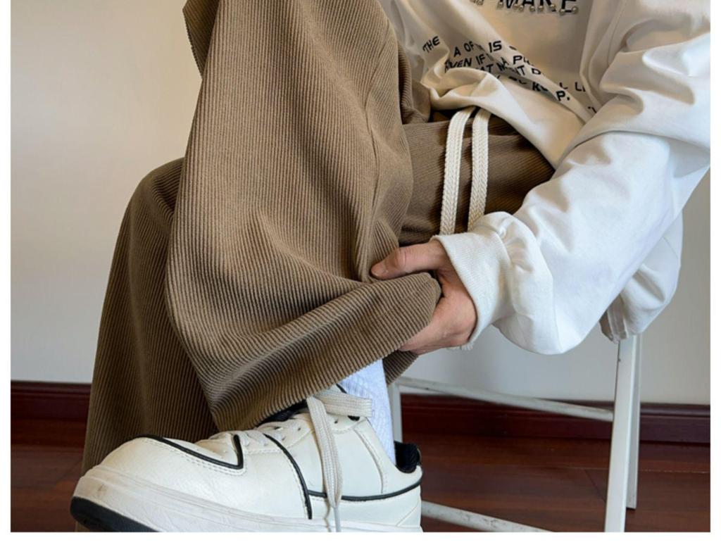 Men's Heavy American Corduroy Pants: Autumn/Winter Velvet-Lined, Trendy Loose Straight Wide-Leg Trousers