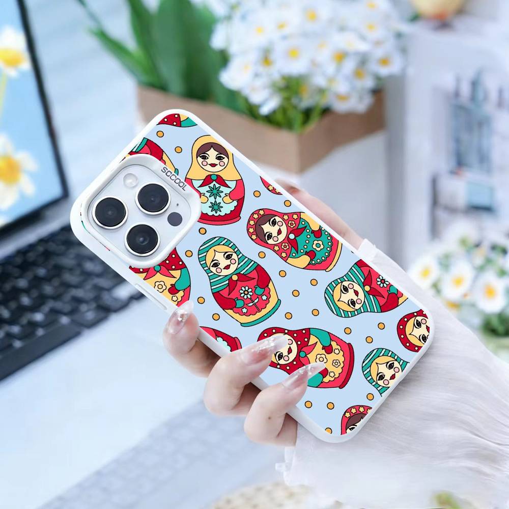 D-Russian Dolls Matryoshka Phone Case For iPhone 17,16,15,14,13,12,Pro MAX Black Matte Shockproof Cover