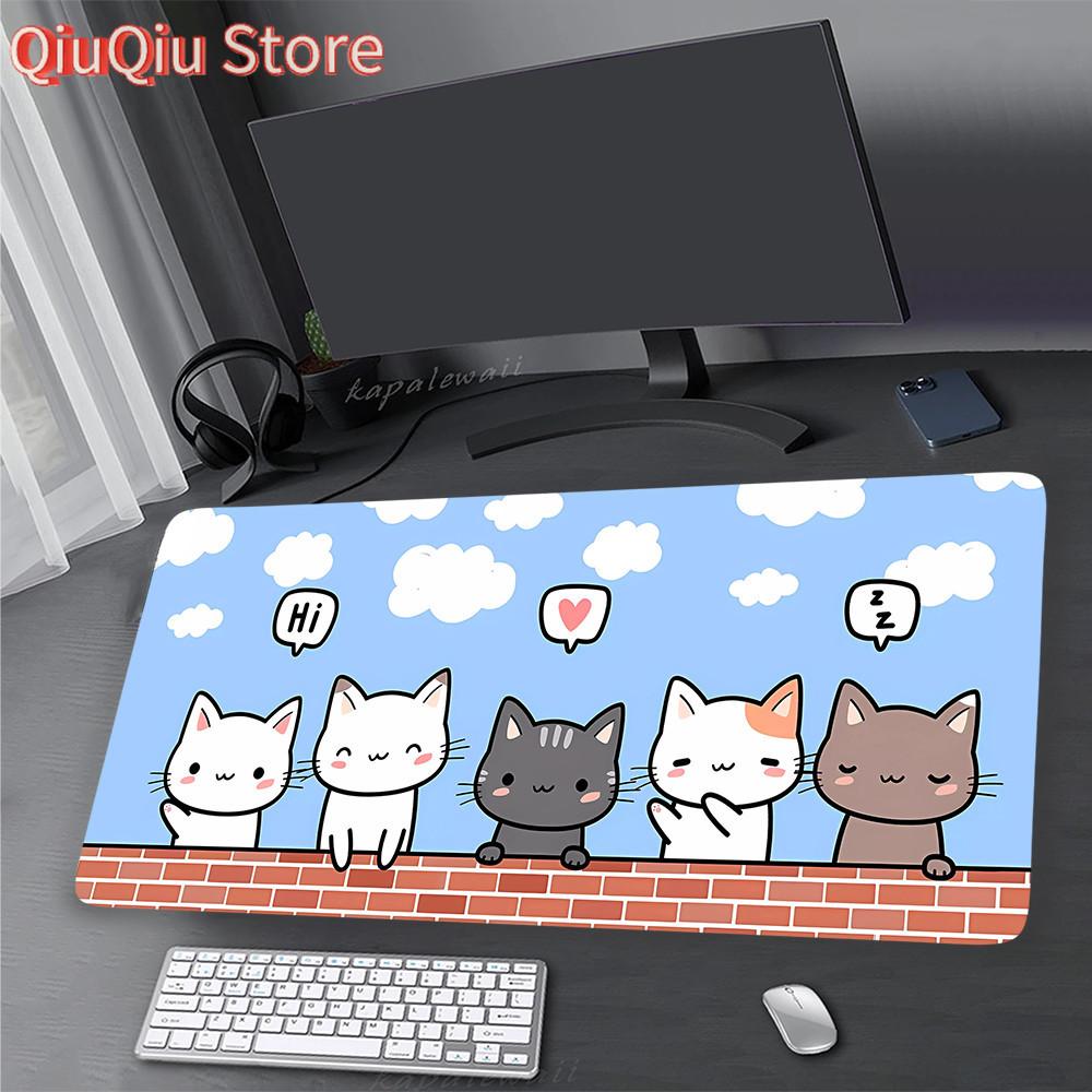Kawaii Niedliche Katze Mauspads Gamer Mauspads Große Tastaturpads Schreibtischunterlage Spiel-Mauspad Gaming-Tischteppich für ganztägigen Komfort