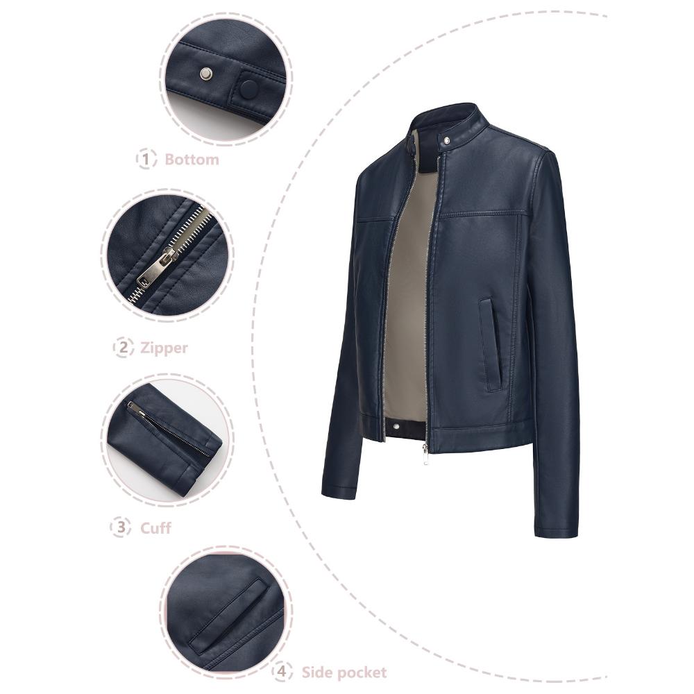 Casual Leather Jacket for Women, Stylish European-American Style, Suitable for Spring and Autumn.