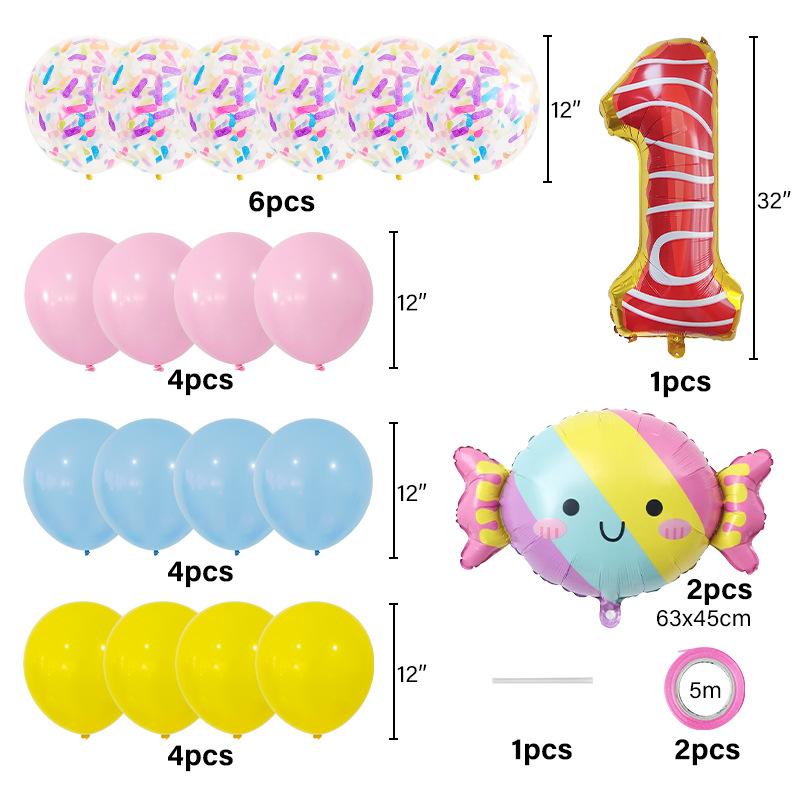 Candy Aluminum Film Digital Balloon Set Baby Shower Children's Birthday Scene Arrangement Background Decoration