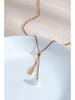 18K Gold-Plated Pearl Necklace with Adjustable Drawstring - Titanium Steel Clavicle Chain for Women