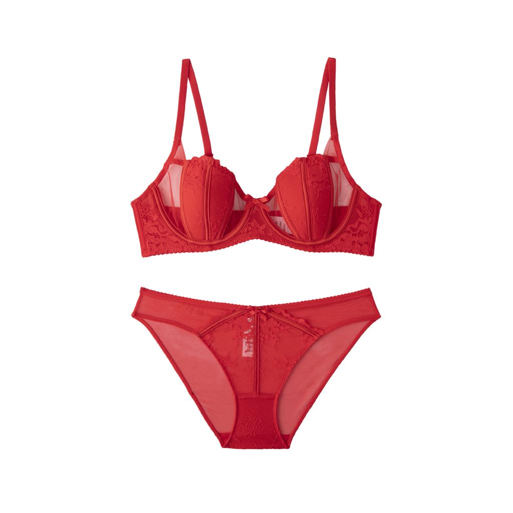 Bunny Ear Cup Women's Underwear Lace Push-Up Bra Large Breasts Small Bra French Style Sexy Lingerie Set