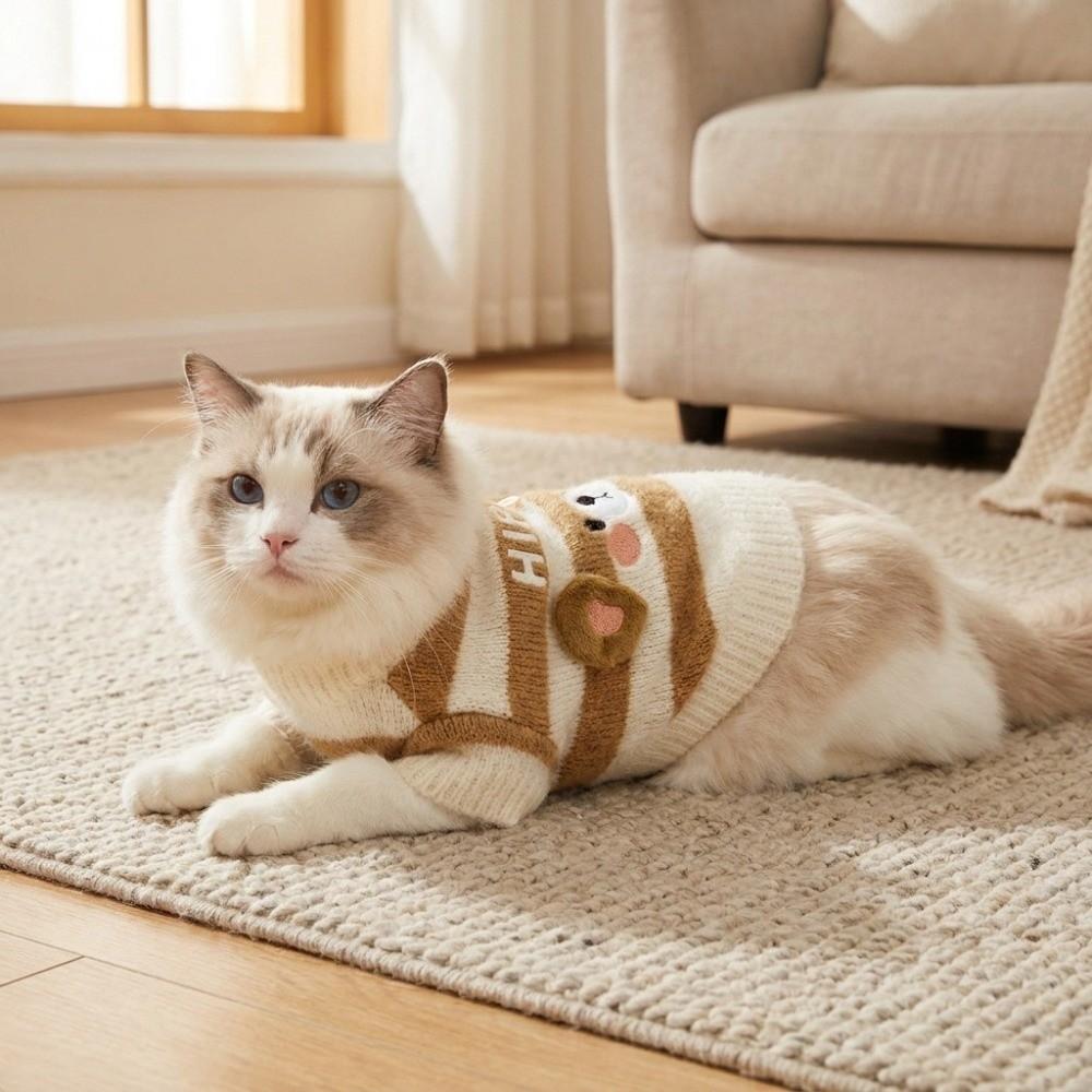 Knitted Pet Knit Sweater Striped Pet Warm Coat New Pet Dogs Clothes  for Cats