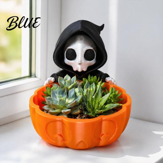 Kreative Halloween-Geschenkideen Süßigkeitenschale 3D-gedruckter Sensenmann Snackhalter Schale Gruselige dekorative Aufbewahrung für Schlüssel Skelett Servierschale