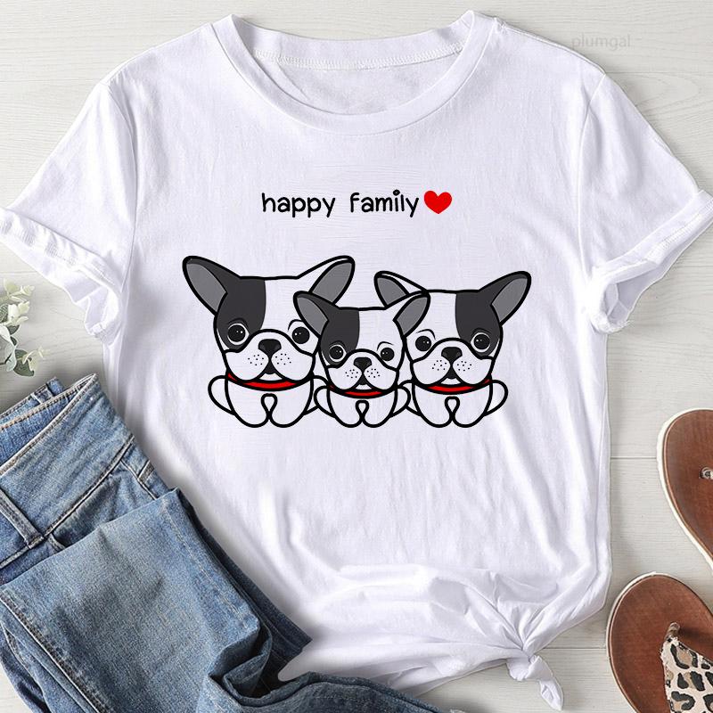 

Teacup Dog Cute Cartoon Pattern T-Shirt Funny Printing Harajuku Womens Summer Round Neck Short Sleeve High Quality Tee Shirt Top S білий