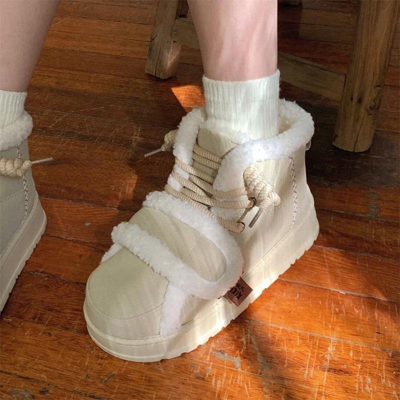 Winter Platform Snow Boots For Women Fashion Warm Thick Bottom Ankle Boot Plush Light Comfort Cotton Shoes For Women Botas Mujer