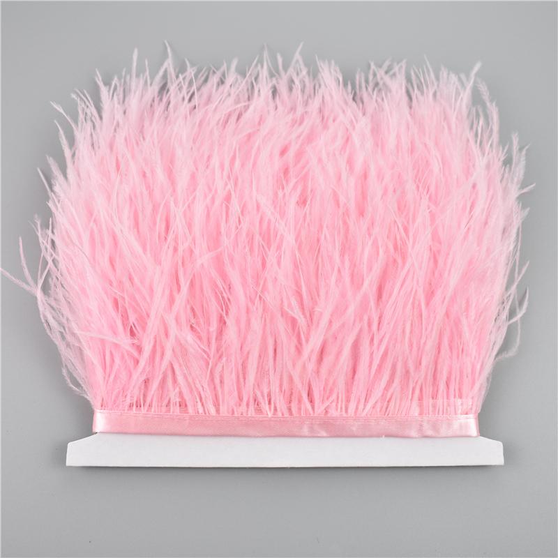 8-10cm Ostrich Feather Trims for Needlework and Handicraft Black Plume Skirt Decoration Natural Feathers Ribbon Fringe