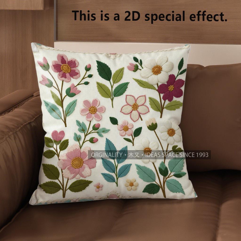 2D Vintage Floral 2D  Print Throw Pillow Covers Pattern Cushion Cover Suitable For Sofa Bedroom Car Pillow Cover