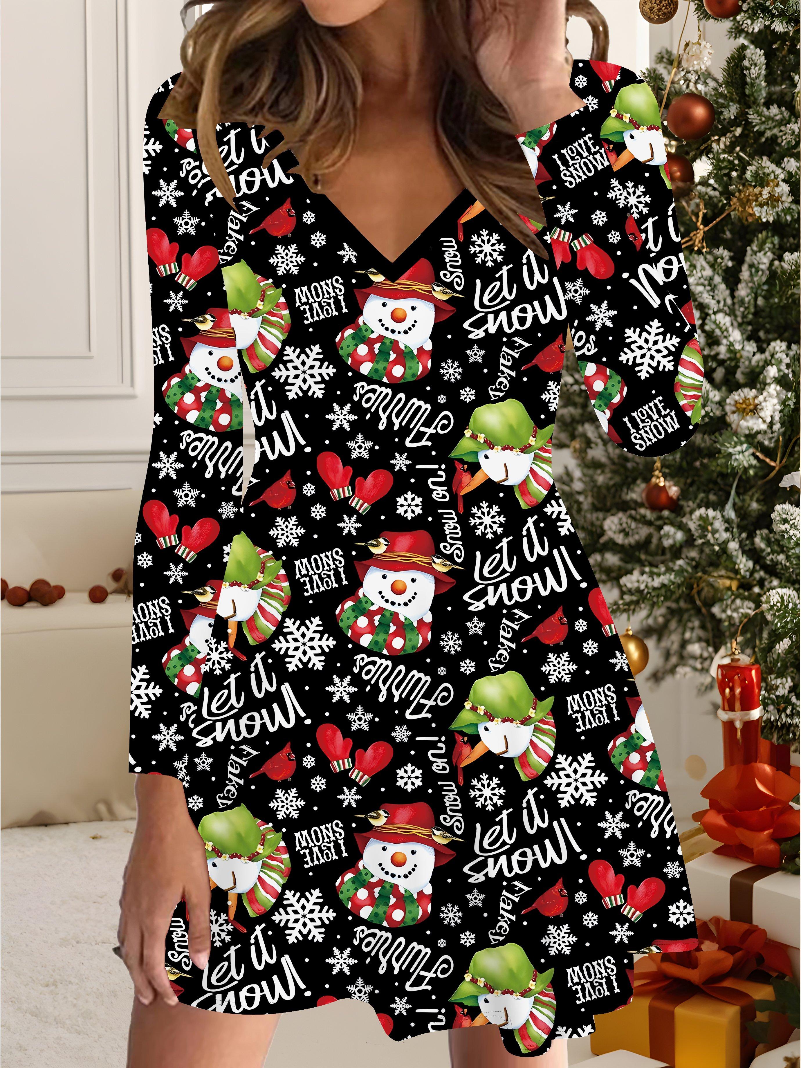 

3D Printed Dress Exclusive Trendy Item for Women in Autumn & Winter Christmas Edition 1XL чорний