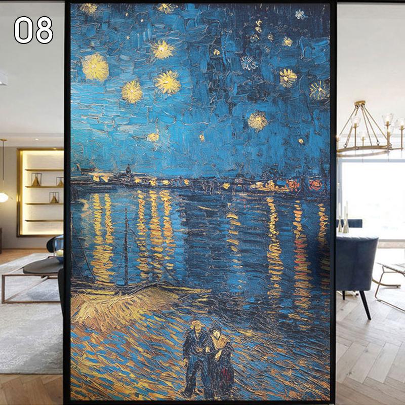 

Европейский стиль витражная пленка для окон с защитой от статического электричества ретро-деревня масляная живопись художественная пленка для окон матовая наклейка на стекло 40x90cm