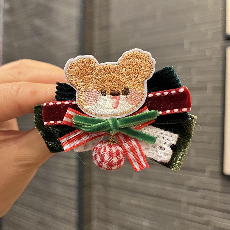 Children's Cute Christmas Antler Hair Clip with Pompon and Bow - Autumn/Winter Accessory