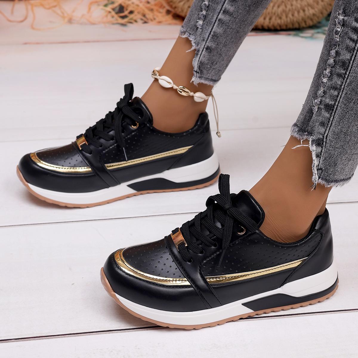 

Модные женские кроссовки Новая модная обувь для женщин Туфли-лоферы Круглый носок Завязка спереди Уличные Легкие Повседневные Кроссовки для женщин 38