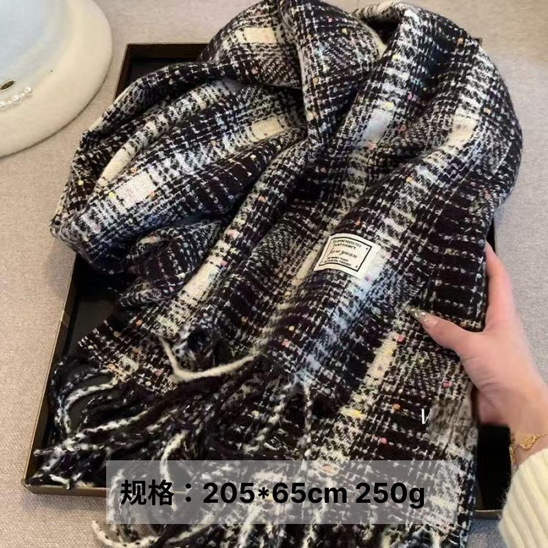 65 * 200cm Autumn And Winter New Women'S Versatile Simple Large Tassel Imitation Cashmere Double Sided Scarf For Warmth And Atmosphere, Shawl