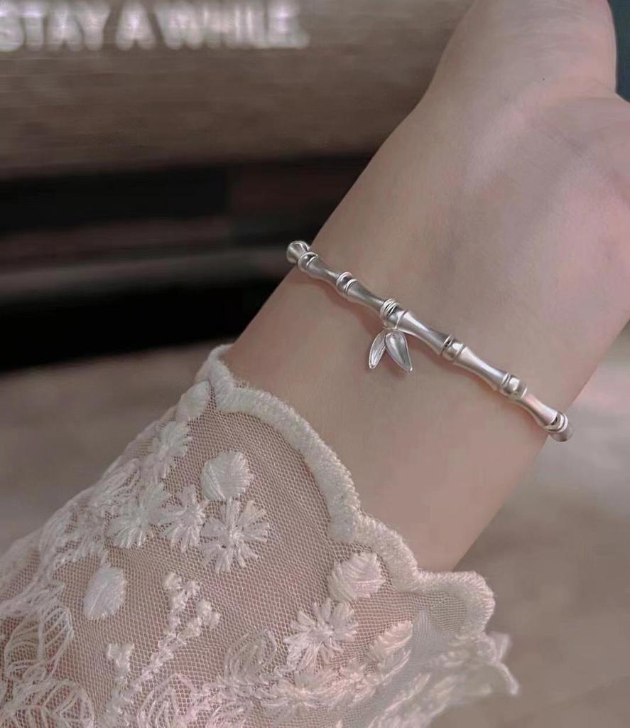 999 Sterling Silver Bamboo Joint Bracelet - Essential Niche Design for Little Fairies