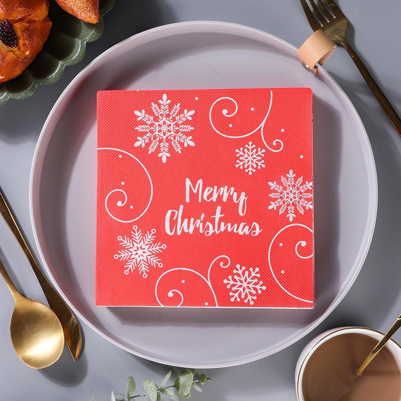 20Pcs/pack 33x33cm Christmas Series Printed Paper Disposable Table Dinner Napkin Tissues Xmas New Year Party Decor