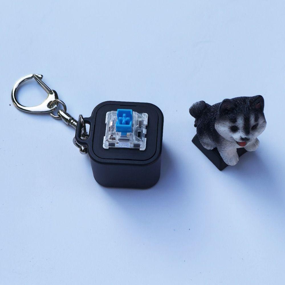Rechargeable Dog Cat Fidget Toy Clicky Keyboard Decompression Toy Barking and Meowing Keychain