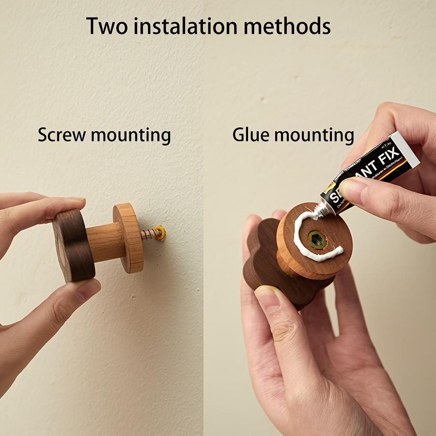 4/8 Sets Massivholz 4 Stile Floral High End Kreative Kleiderhaken, Stanzfrei Nordisch High End Massivholz Mantel- und Huthaken, Geeignet für Zuhause