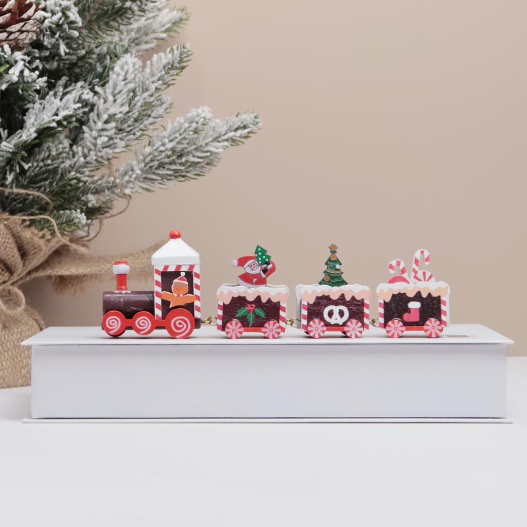 Christmas Train Painted Wooden Christmas Decorations Mini Christmas Tree Train Christmas Table Decorations Party Decorations
