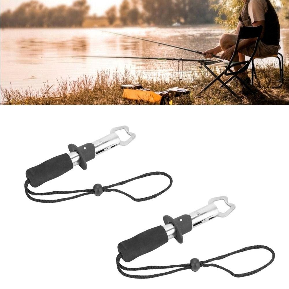 2PCS EVA  Handle Fish Lip Grabber Stainless Steel Fishing Grabber  Saltwater Fishing