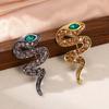 Zircon Rhinestone Animal Collar Pins Zinc Zinc Alloy Metal Snake Lapel Pin Zodiac Snake Brooch  Jewelry Gifts