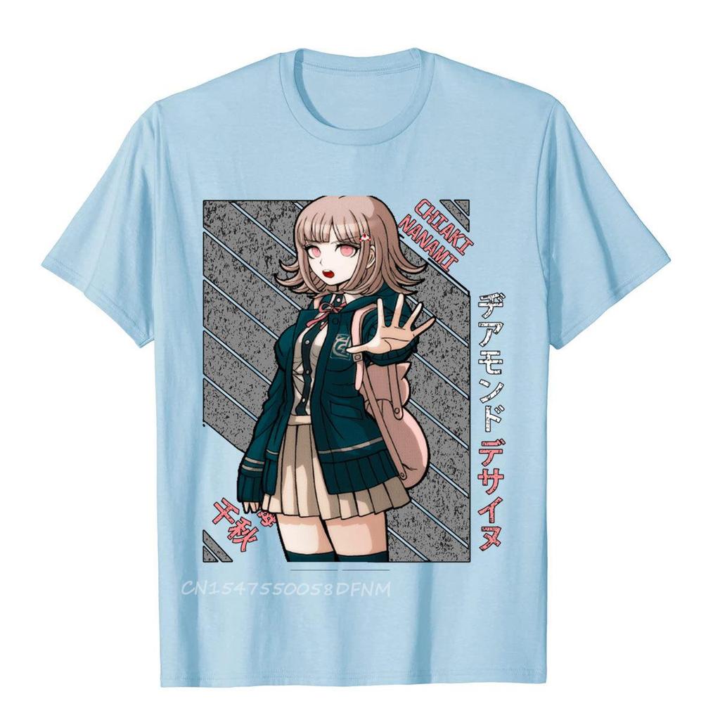 Chiaki Nanami Super Danganronpa Gruppe Premium Baumwolle Herren T-Shirts Bedruckt auf vorherrschendem T-Shirt Camisas Hombre