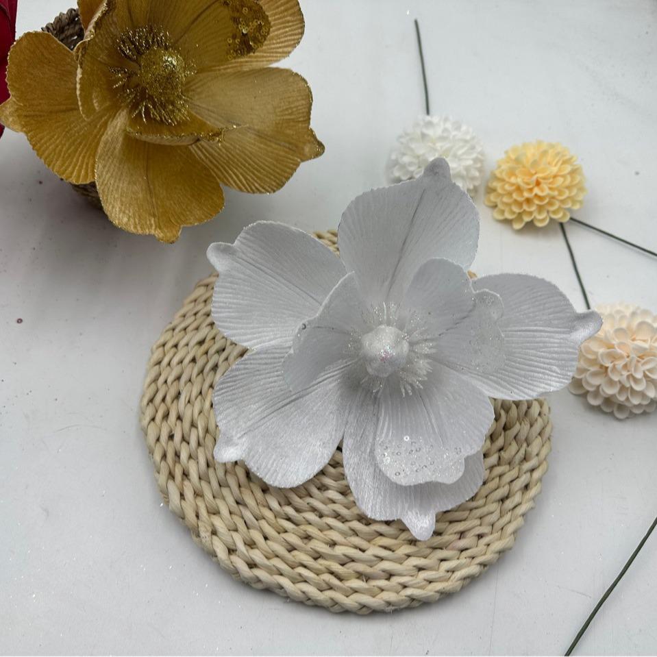 Glittering Gold Sequin Christmas Flower Tree Ornament
