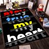 "Stay True My Heart Carpet Rug Decorative Modern Style Black Design" Suitable for use as an anti-slip for living room bedroom sofas