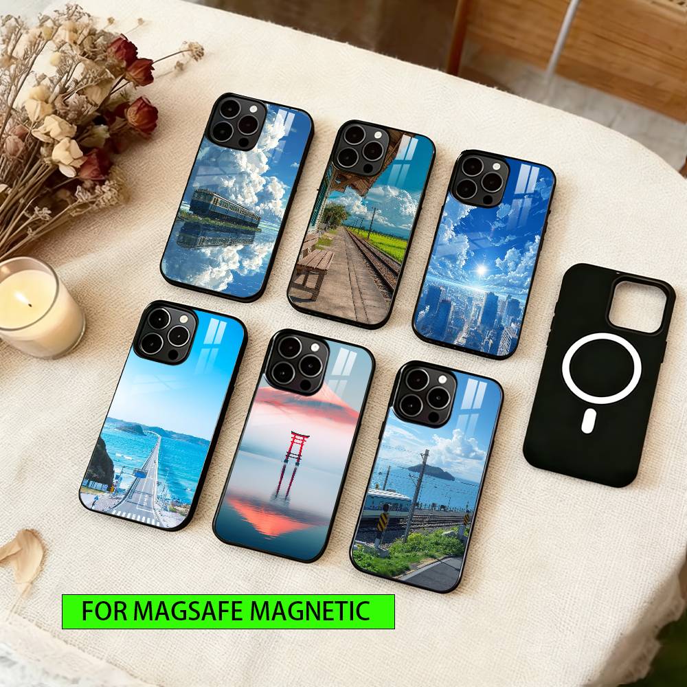 Japanese Landscape Artwork Phone Case For iPhone17,16,15,14,13,12,11 Plus,Pro Magnetic with Magsafe Wireless Charging