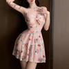 Erotic lingerie sexy sweet printed pajama dress hot girl beautiful back halterneck pure desire temptation pure desire wind
