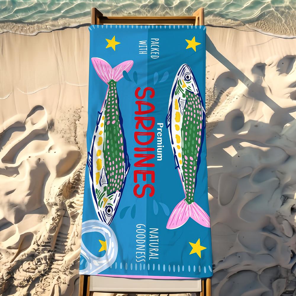 Sardinen Handtuch Strandtuch Reise Leicht Hautfreundlich für Pool Strand Camping Kreuzfahrt Sommer