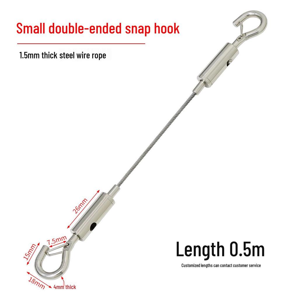 Adjustable Dual-Head Hook Steel Wire Sling with Locking Buckle for Picture Hanging