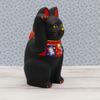 Yakushigama Lucky Charm Lucky Charm Maneki-neko (Large, Black) - (Includes Sticker)
