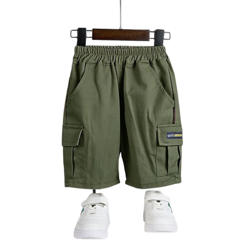 Boys' Cotton Summer Shorts with 3D Pockets - Casual Loose Fit for Kids