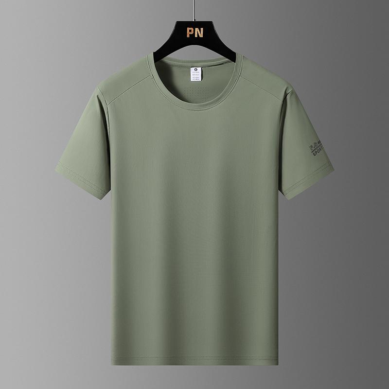 

Ice Silk Short Sleeve High Quality Round Neck T-shirt Casual Sports Men s T-shirt XL армія зелений колір