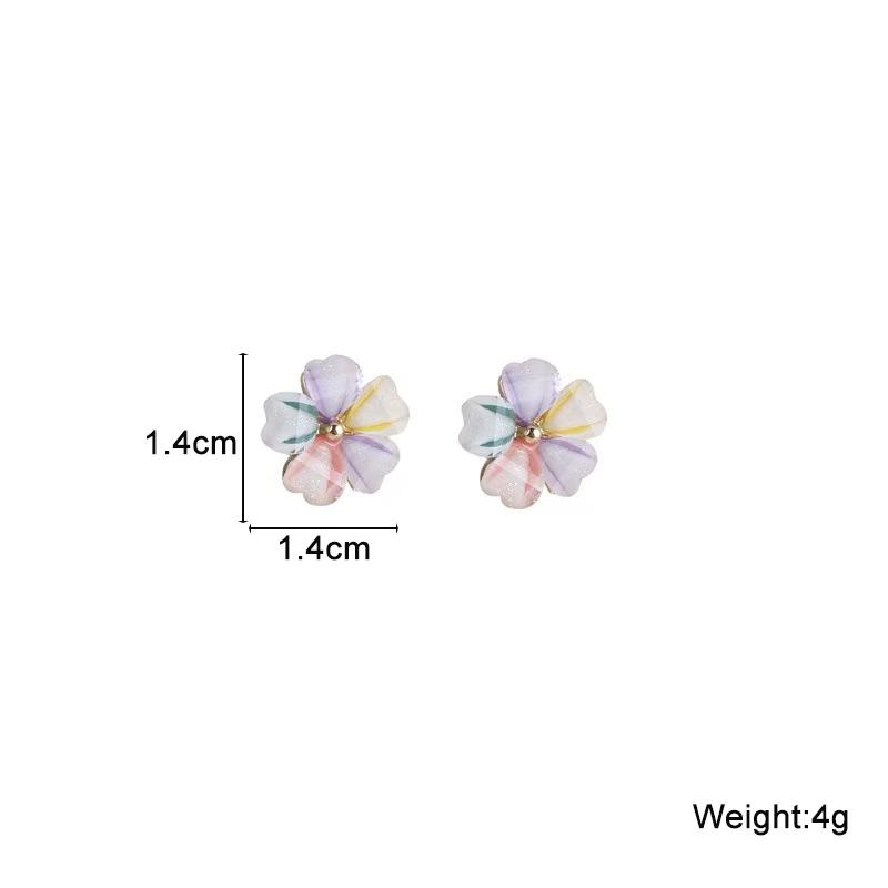 Colorful Acrylic Flower Stud Earrings for Women Five Petals Sweet Lovely Small Earrings Brincos Feminino New Trend