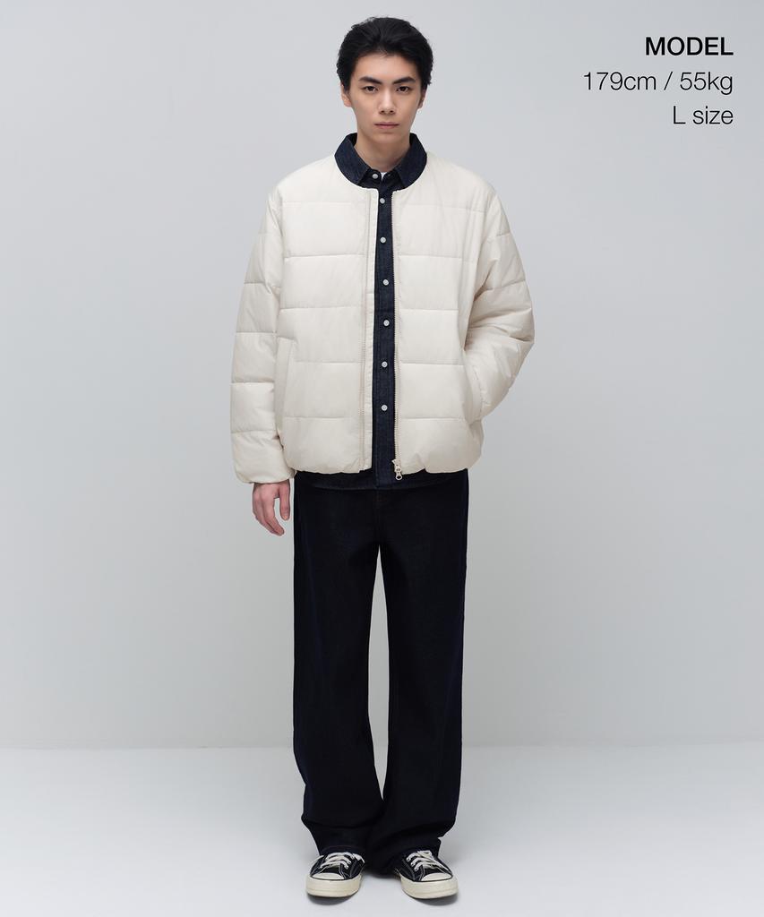 Musinsa Standard Daily Puffer Collarless Padded Jacket [Dusty Cream]