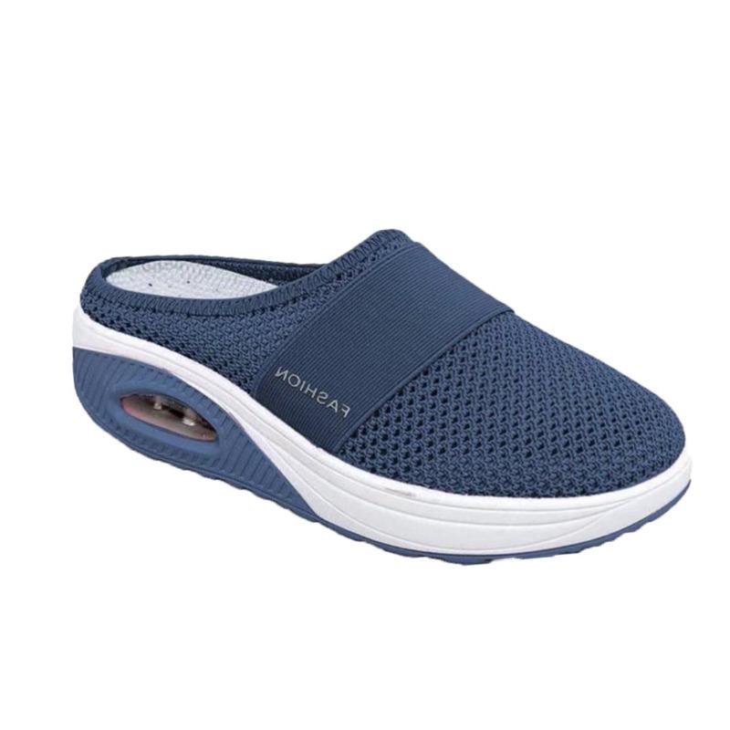 Scarpe con tacco a zeppa, Pantofole casual chiuse a punta larga, Scarpe a punta tonda, Nuove scarpe da donna