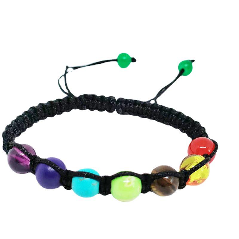 Exotic Seven-Color Crystal Woven Bracelet: Handmade Irregular Beaded Yoga Energy Bangle