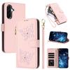 Glitzer Schmetterling Reißverschluss Veganes Leder Handyhülle Für Galaxy A07 4G / A06 5G / A06 4G, Kartenhalter Handgelenkschlaufe Stoßfeste Hülle