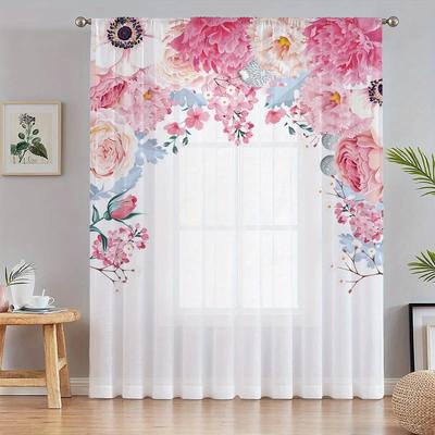 Tende con motivo botanico tende in voile con motivo floreale rosa tende morbide per soggiorno camera da letto decorazione per ufficio